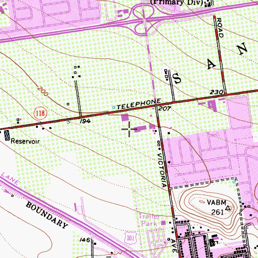 Topographic Map of Victoria Plaza Shopping Center, CA