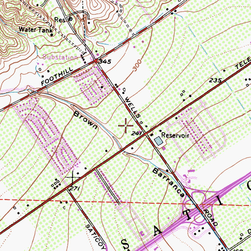 Topographic Map of Wells Road Baptist Church, CA
