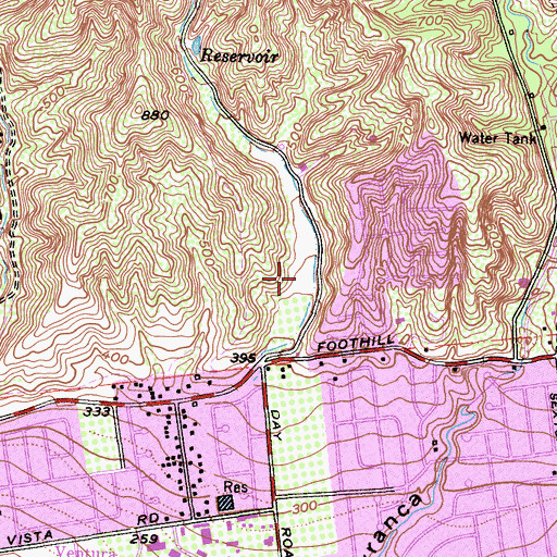 Topographic Map of Arroyo Verde Park, CA
