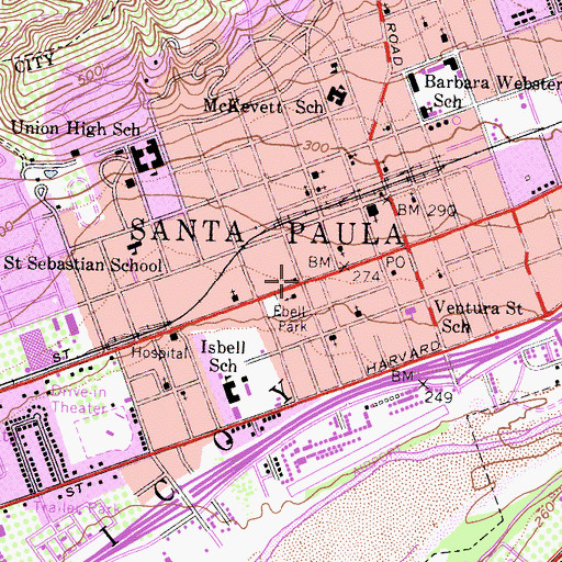 Topographic Map of Blanchard Community Library, CA