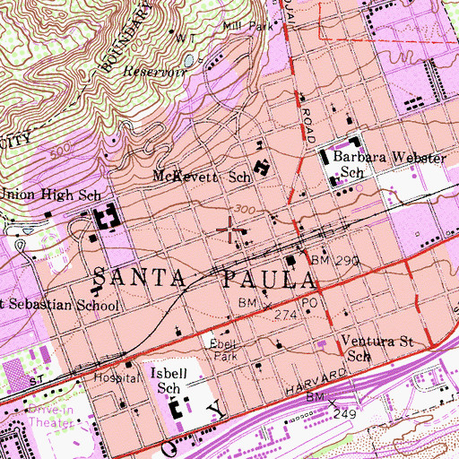 Topographic Map of Chapel of Praise Church of God, CA