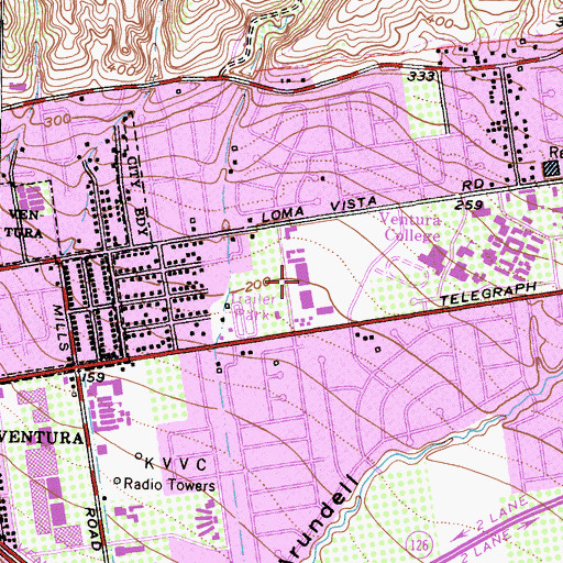 Topographic Map of College Square Shopping Center, CA