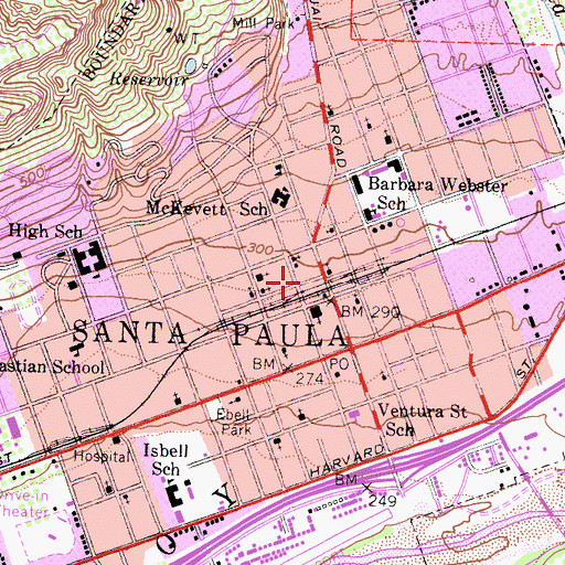Topographic Map of First Baptist Church, CA