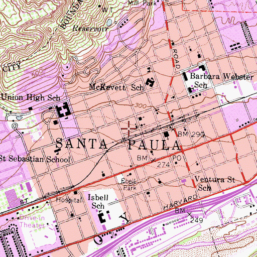 Topographic Map of First Christian Church, CA