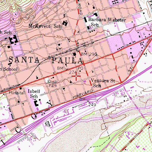 Topographic Map of First Methodist Church, CA