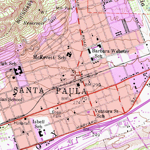 Topographic Map of First Southern Baptist Church, CA