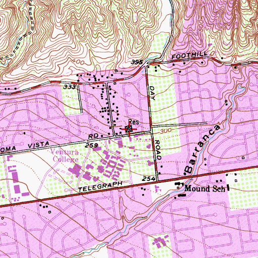 Topographic Map of Kingdom Hall of Jehovahs Witnesses, CA