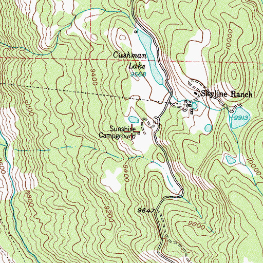 Topographic Map of Sunshine Campground, CO