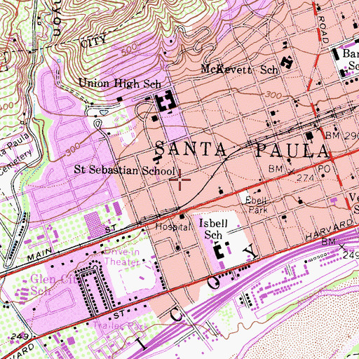 Topographic Map of Renaissance High School, CA