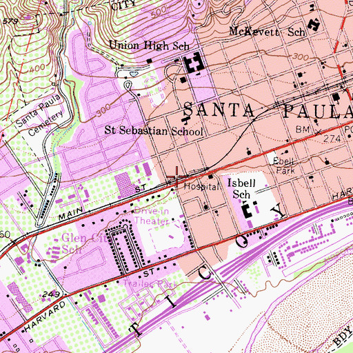 Topographic Map of Santa Clara Valley Hospital, CA