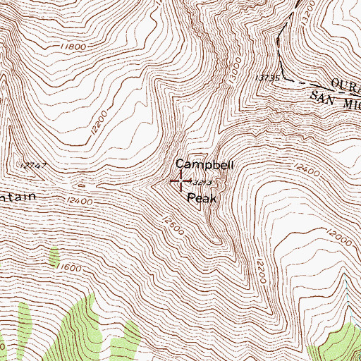 Topographic Map of Campbell Peak, CO