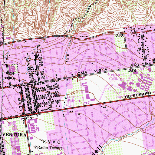 Topographic Map of Trinity Lutheran Church, CA