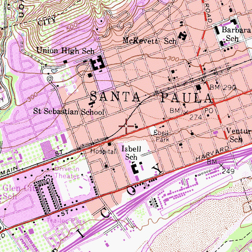 Topographic Map of Valley Community Foursquare Church, CA