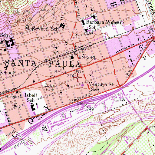 Topographic Map of Veterans Memorial Park, CA