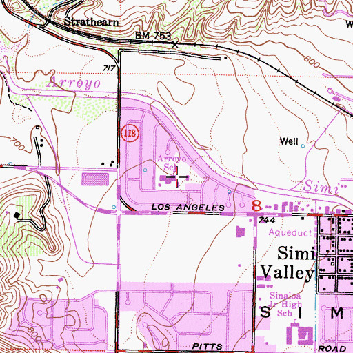 Topographic Map of Arroyo Park, CA