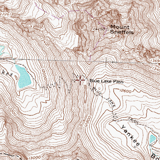 Topographic Map of Blue Lake Pass, CO