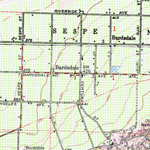 Topographic Map of Bardsdale United Methodist Church, CA