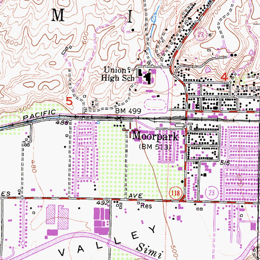 Topographic Map of Chaparral Middle School, CA