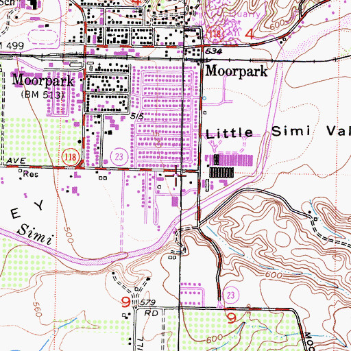 Topographic Map of Gateway Plaza at Moorpark Shopping Center, CA
