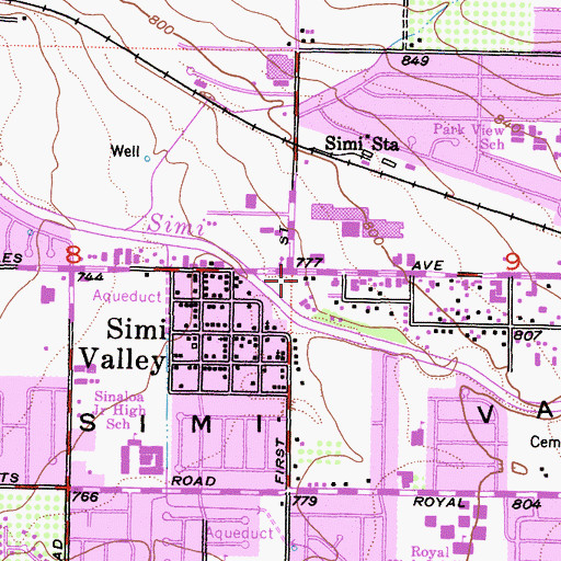 Topographic Map of Home Club Plaza Shopping Center, CA