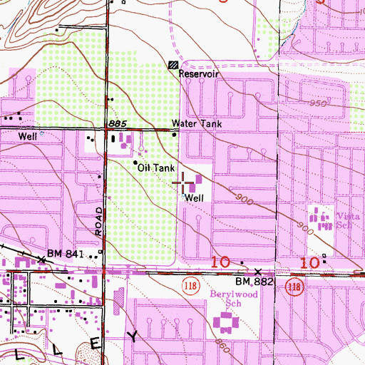 Topographic Map of Justin Elementary School, CA