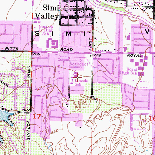 Topographic Map of Lincoln Park, CA