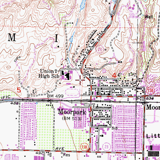 Topographic Map of Moorpark Branch Ventura County Library, CA