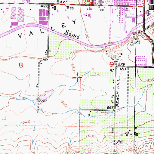 Topographic Map of Peach Hill Park, CA