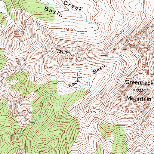 Topographic Map of Pack Basin, CO