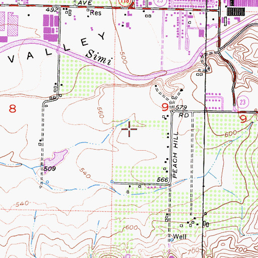 Topographic Map of Peach Hill School, CA