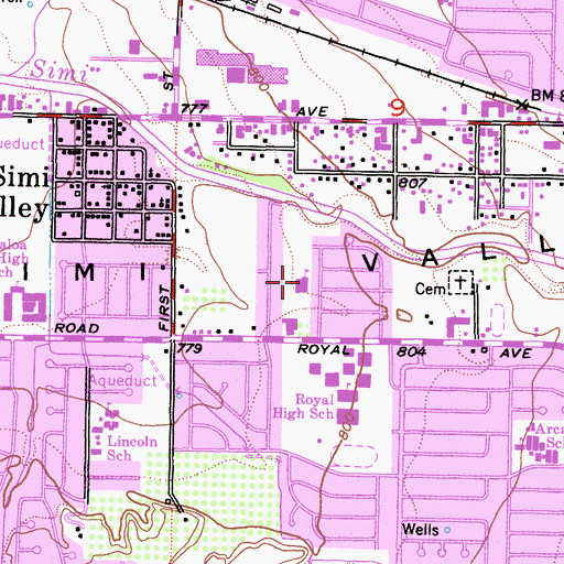 Topographic Map of Saint Rose Of Lima Elementary School, CA