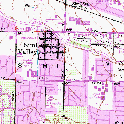 Topographic Map of Simi Congregation Kingdom Hall of Jehovahs Witnesses, CA