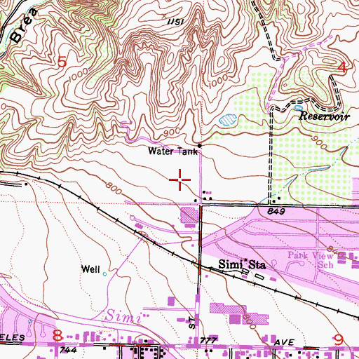 Topographic Map of Simi Valley Unified School District Office, CA