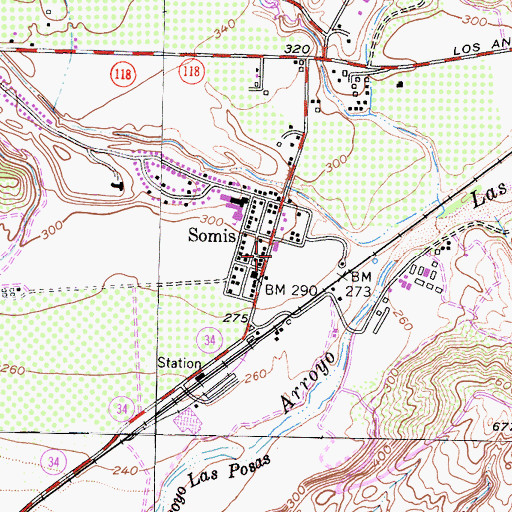 Topographic Map of Ventura County Fire Protection District Station 57 Somis, CA