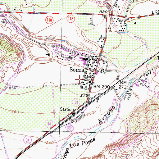 Topographic Map of Somis Library, CA