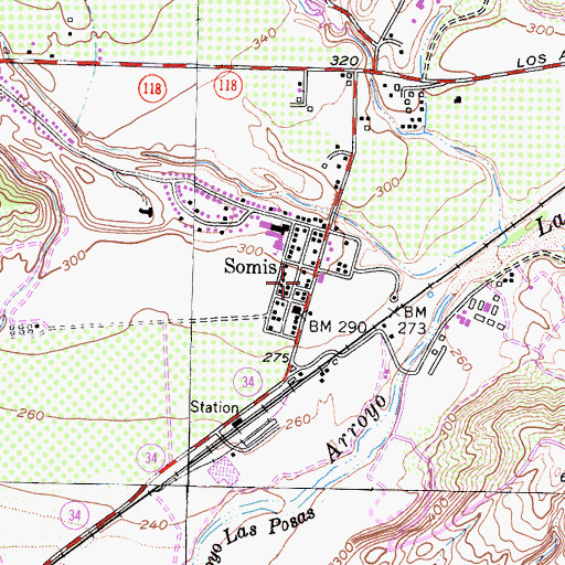 Topographic Map of Somis Post Office, CA