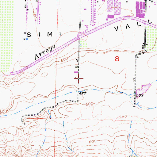 Topographic Map of South Meadows Park, CA