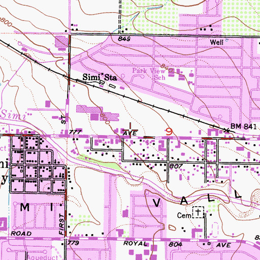 Topographic Map of Towne Center Shopping Center, CA