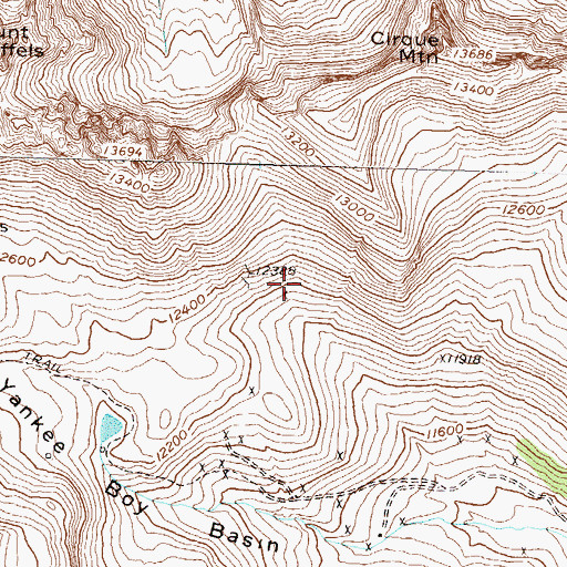 Topographic Map of Yankee Boy Basin, CO