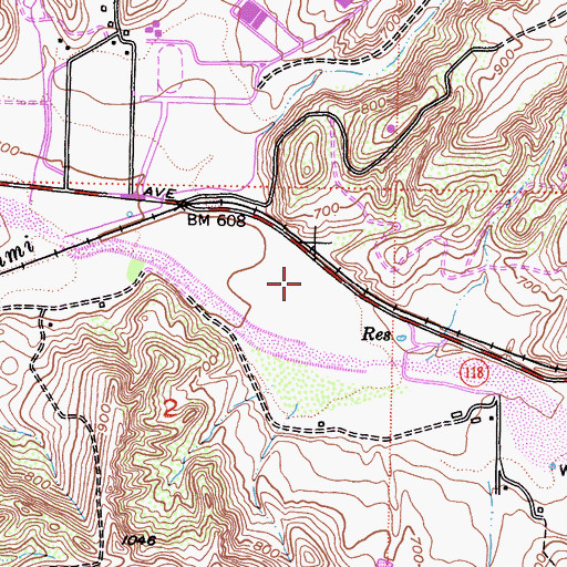 Topographic Map of Villa del Arroyo Mobile Home Estates, CA