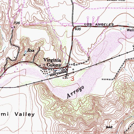 Topographic Map of Virginia Colony Park, CA