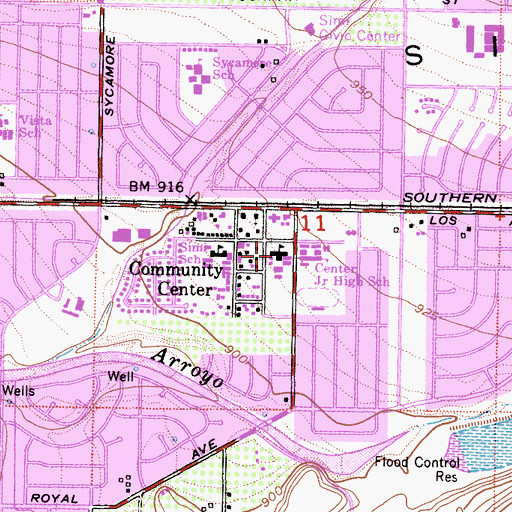 Topographic Map of Apolo High School, CA