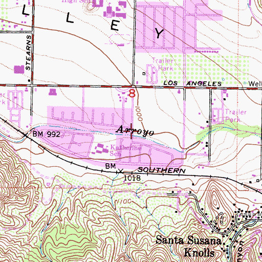 Topographic Map of Arroyo Stow Park, CA