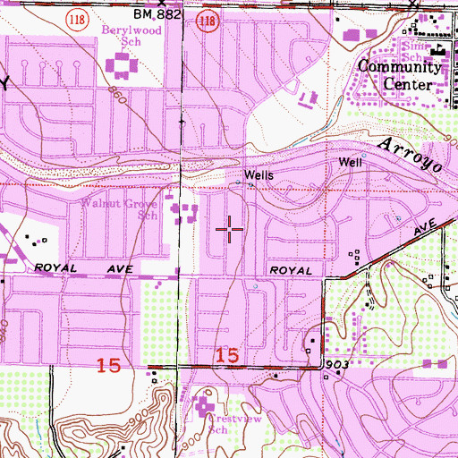 Topographic Map of Calvary Baptist Church of Simi Valley, CA
