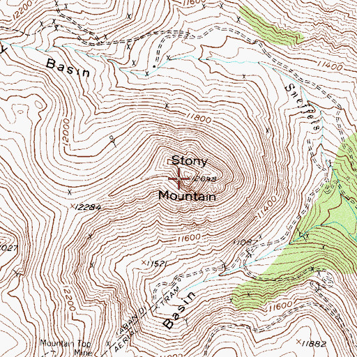 Topographic Map of Stony Mountain, CO