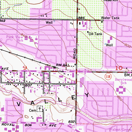 Topographic Map of Citrus Grove Park, CA