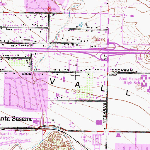 Topographic Map of Cochran Baptist School, CA