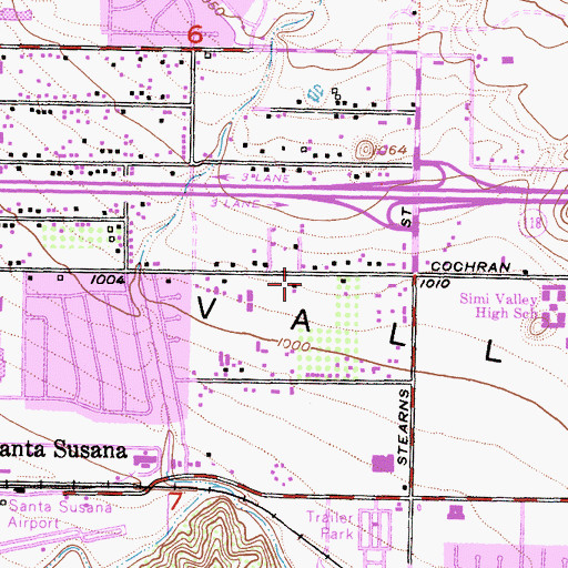 Topographic Map of Cochran Street Baptist Church, CA