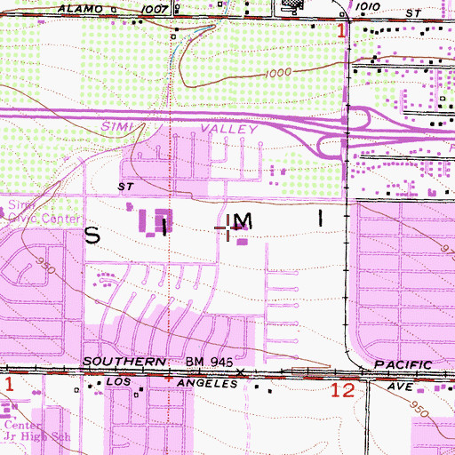 Topographic Map of Garden Grove Elementary School, CA