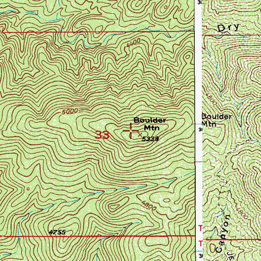 Topographic Map of Boulder Mountain, AZ